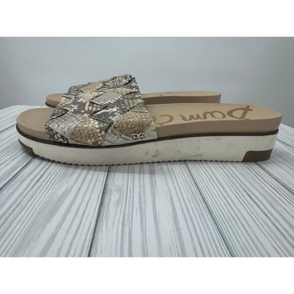 SAM EDELMAN Sz 9 M‎ Sandals Sport Slide Adaley Beige Woven Vegan Snake Comfort - Picture 6 of 11